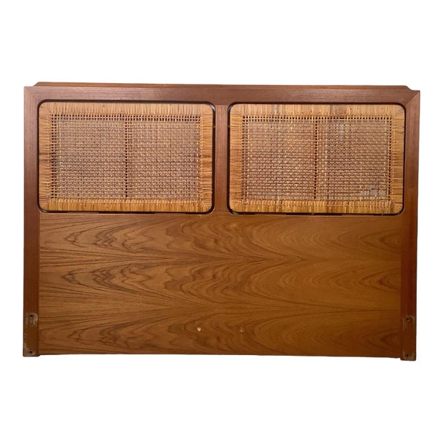 Scandinavian Modern Headboard W/ Cane Panels, Full For Sale