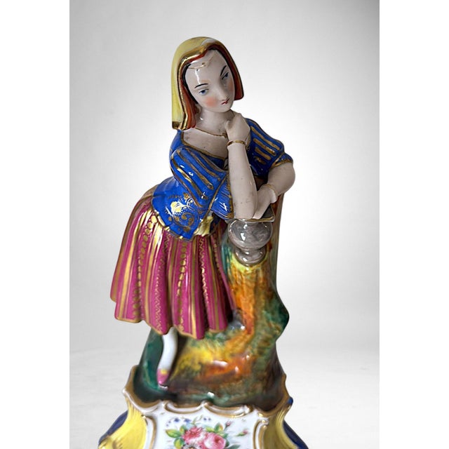 Ceramic Mid 19th Century Napoléon III Style French Polychrome Porcelain Figurine by Porcelaine De Paris For Sale - Image 7 of 18