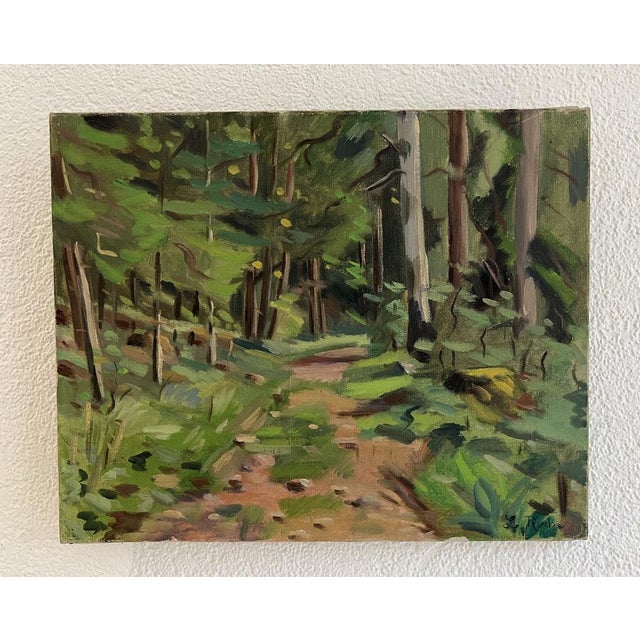 Alexis Louis Roche, Chemin sous-bois, Oil on Canvas For Sale - Image 11 of 11