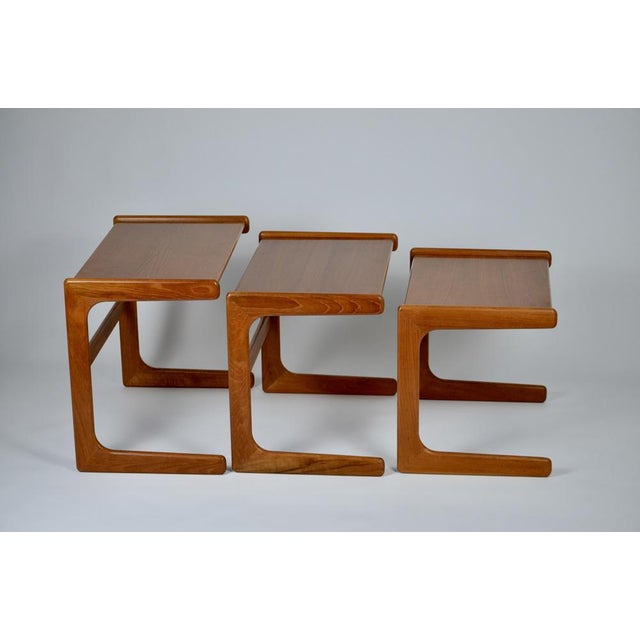 Set of 3 danish teak nesting tables by Salin Nyborg, 1960’s. Danish design. The piece has an attribution mark under the...
