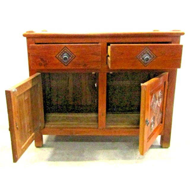 Antique Dutch Colonial Teak Carved Two Drawer Two Door Buffet Cabinet For Sale In Miami - Image 6 of 13