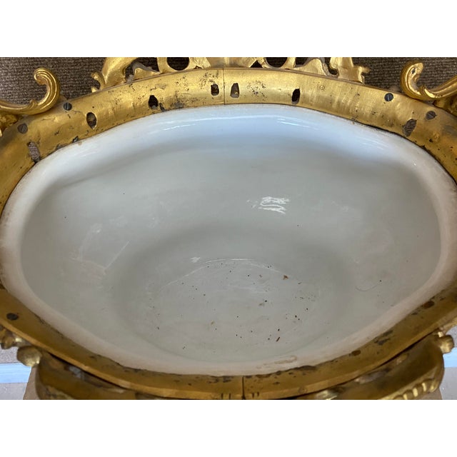 Late 19th Century French Louis XV / Rococo Style Gilt Bronze-Mounted Porcelain Jardinière, Circa 1880 For Sale - Image 9 of 10
