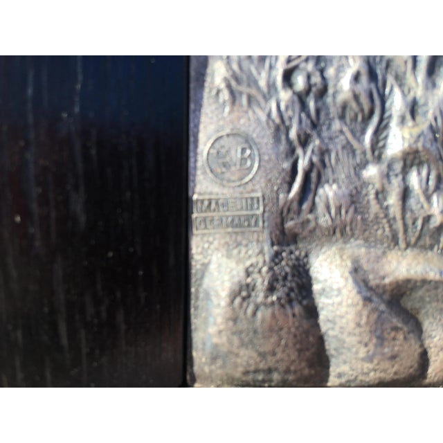 Wood Vintage Hand Hammered German Framed Pewter Sculptural Stag. For Sale - Image 7 of 12