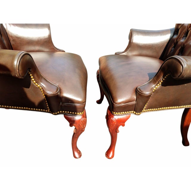 1960s Elevate Your Living Space With This Stunning Pair of Chesterfield Leather Armchairs by Hancock & Moore. For Sale - Image 11 of 12