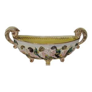 Capodimonte Centerpiece Bowl Cherubs Putti Playing - Made in Italy