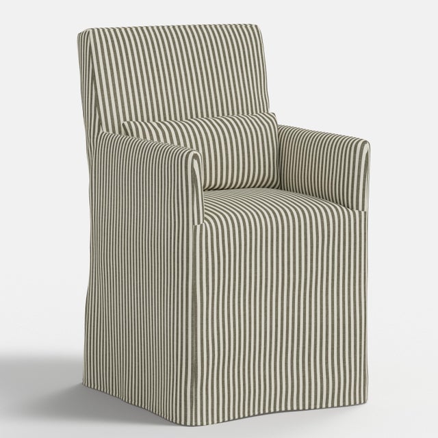 Spritely Home Slipcover for Stoffer Home x Cloth & Company for Lindy Dining Armchair in Jane Stripe Laurel For Sale - Image 4 of 8