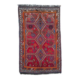 Vintage Southwest Shiraz Colorful Geometric Plush Village Rug 5.4 x 9 For Sale