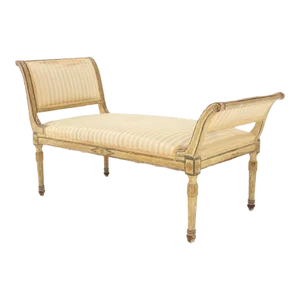 19th Century French Empire Reclining Arm Bench Recamier Carved Old Distressed
