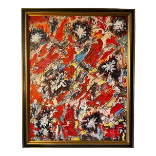 Mid 20th Century "Untitled" Abstract Expressionist Oil Painting Signed Haubenstock, Framed For Sale