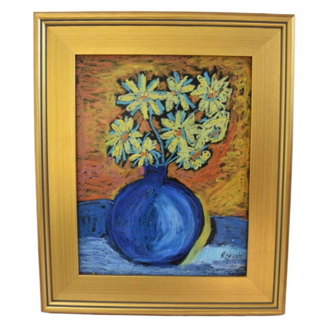 2020s Impressionist Floral Bouquet Painting by Ruth Arenz Including the Antiqued Gold Wood Frame For Sale - Image 5 of 5