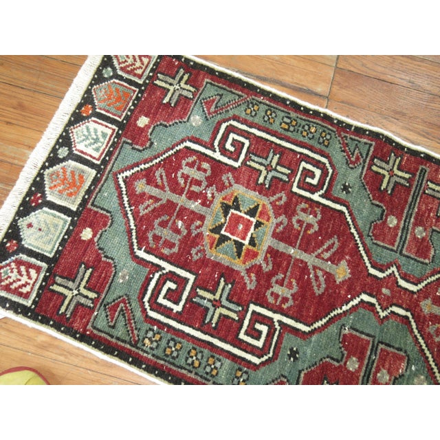 Green Vintage Anatolian Turkish Rug For Sale - Image 4 of 5