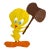 Vintage Hand-Painted Tweety Bird Wooden Cutout Sign With Mallet For Sale