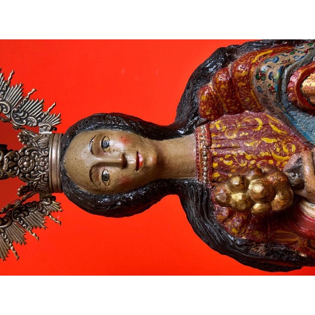 Baroque Saint Barbara Figurine in Carved Wood For Sale - Image 3 of 13