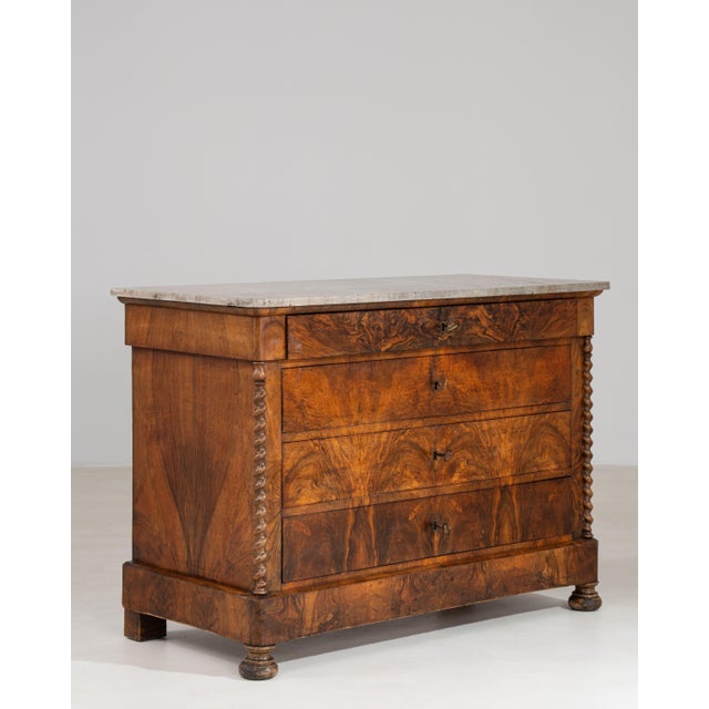 Wood Biedermeier Marble-Top Chest of Drawers, Antique, France, Circa 1860 For Sale - Image 7 of 14