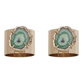 Crystal Quartz Napkin Rings, Seafoam, Set of Two For Sale
