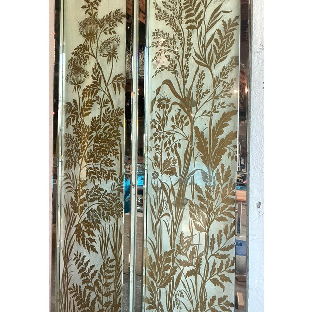 Vintage Regency Original Mizner Floral Glass Architectural Panels - A Pair For Sale - Image 10 of 12