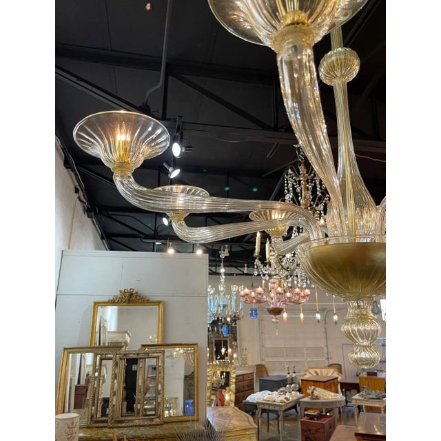 Modern Gold Murano Glass Chandelier For Sale In Dallas - Image 6 of 10
