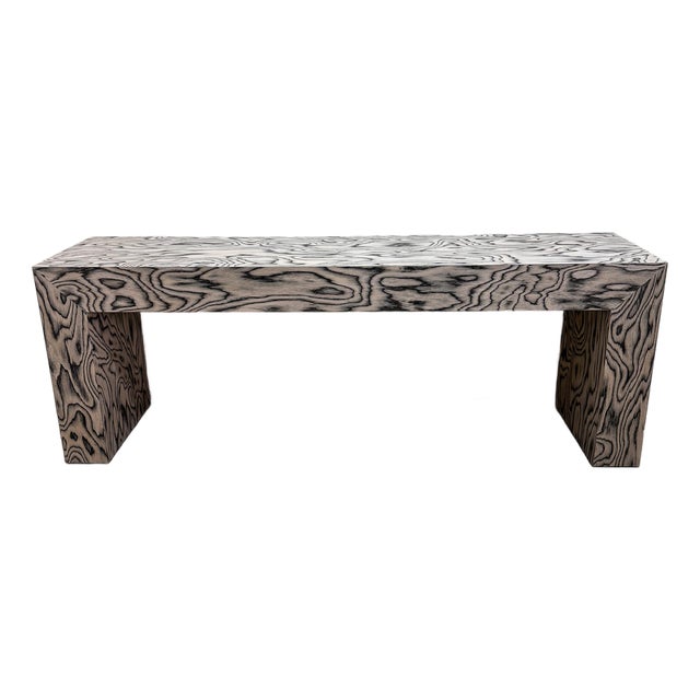 Vintage 1980s Postmodern Memphis Charcoal Burl Wood Console Table For Sale