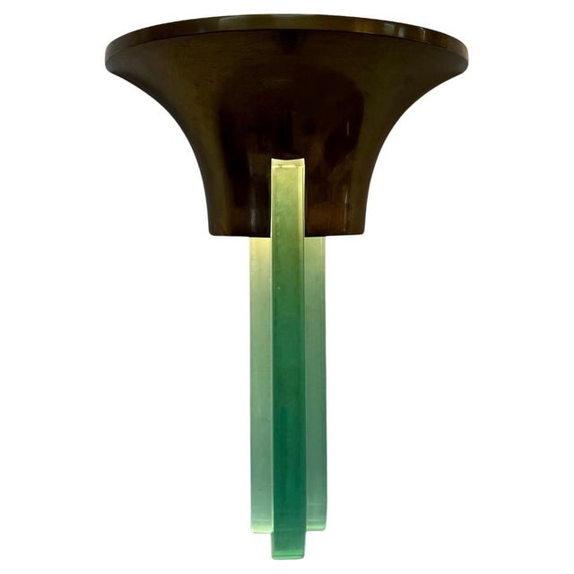 Art Deco French Brass and Glass Wall Sconce attributed to Jean Perzel, 1940s For Sale - Image 11 of 11