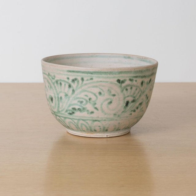 Ceramic Mid-Century Japanese Oribe Style Chawan Bowl, 1950s For Sale - Image 7 of 10