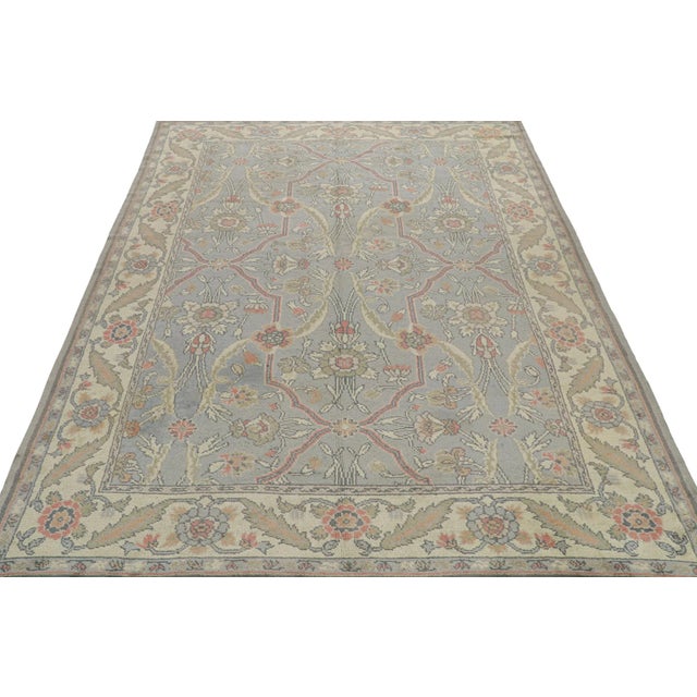 Arts & Crafts Antique Donegal Arts & Crafts Rug in Blue With Floral Patterns by Rug & Kilim For Sale - Image 3 of 7