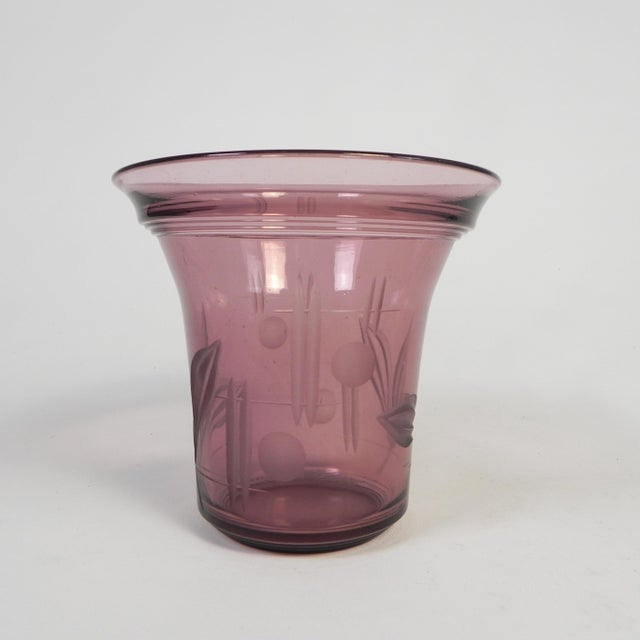 Art Deco Vase with Engraved Geometric and Floral Motifs, 1930s For Sale - Image 3 of 12