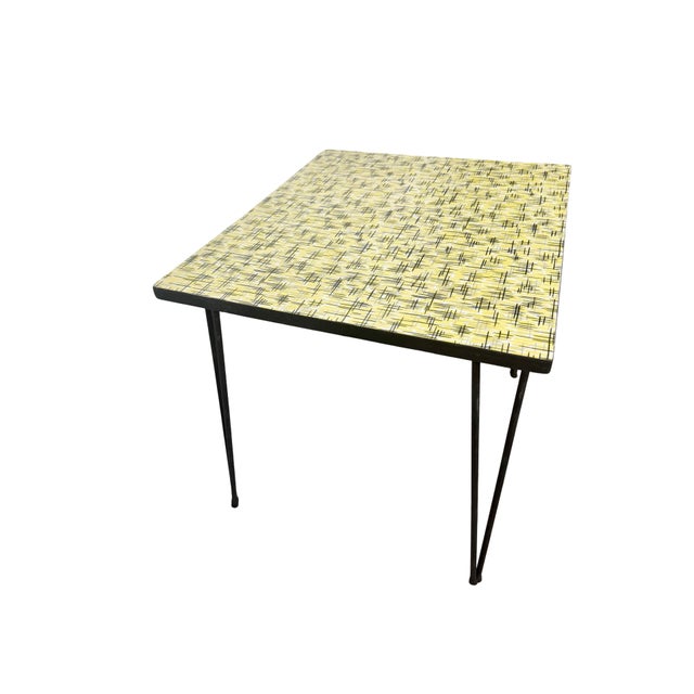 1960s Mid-Century Child’s Dinette Set With Yellow Crosshatch Laminate For Sale - Image 9 of 18