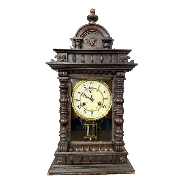 Vintage Junghans Wooden Mantel Clock For Sale