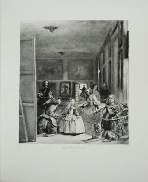 1990s Diego Velazquez 'Les Menines' Renaissance Gray France Etching