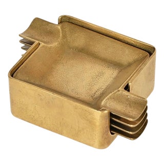 Mid-Century Italian Stackable Brass Ashtray by Adnet, 1950s, Set of 4 For Sale