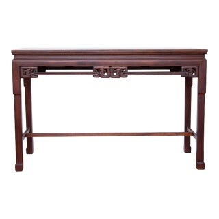 Circa 1900 Chinese Carved Teak Wood Console Table For Sale