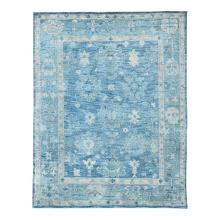 Keivan Woven Arts Modern Oushak Wool Hand Knotted Rug in Blue For Sale