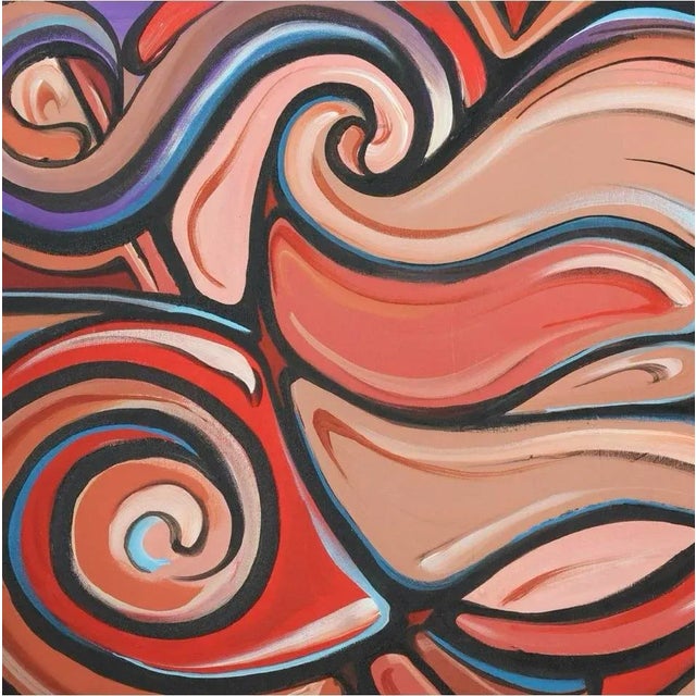 Fabulous Contemporary Abstract Painting on Canvas. Titled "Swirls". Colorful and Energetic Swirls of Color. Canvas...