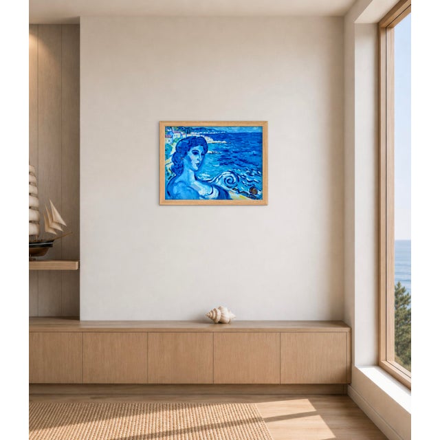 The Blue Hour Mosaic - Original Seascape in Oil - Chagall Inspired For Sale - Image 13 of 14