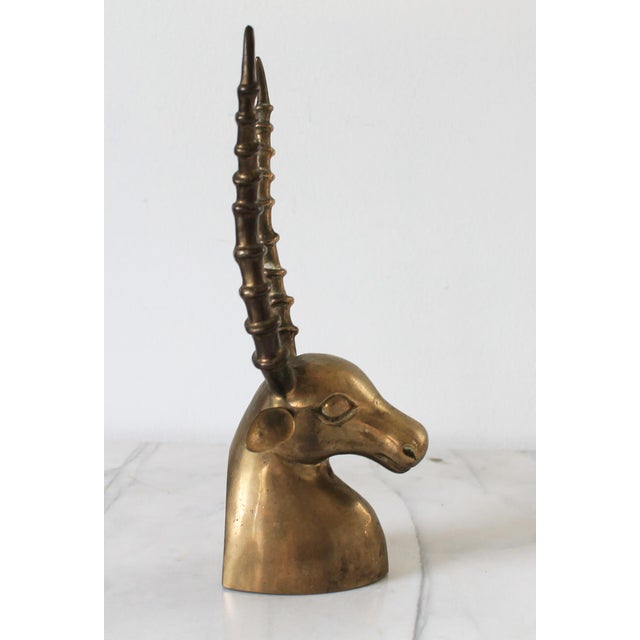 Vintage Brass Antelope Sculpture For Sale - Image 4 of 12