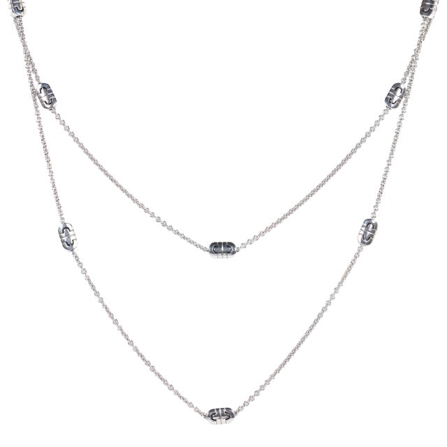 1990s Bvlgari 18k White Gold Parentesi Chain Necklace For Sale