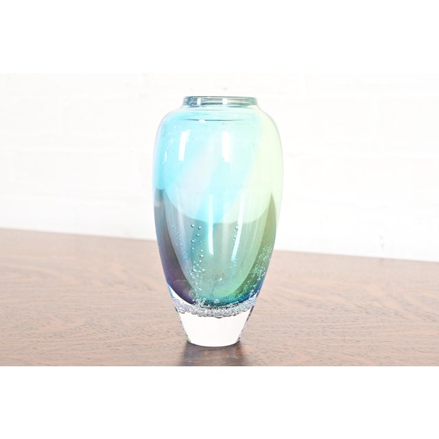 Mid-Century Modern Contemporary "Seafoam" Hand-Blown Vase by Buzz Blodgett For Sale - Image 3 of 11
