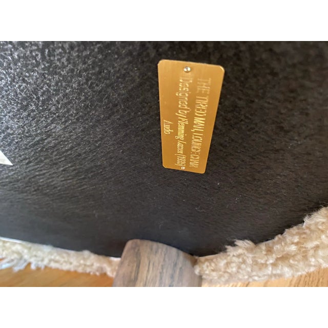 1930s “The Tired Man” Lounge Chair & Ottoman by Flemming Lassen for Audo Copenhagen – Sheepskin Upholstery For Sale - Image 5 of 6