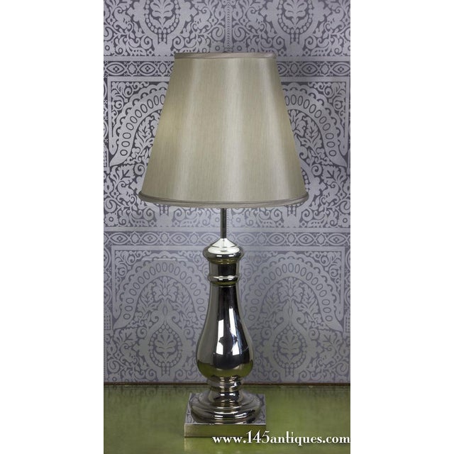 French 1940s Nickel Plated Balustrade Table Lamp For Sale - Image 3 of 8