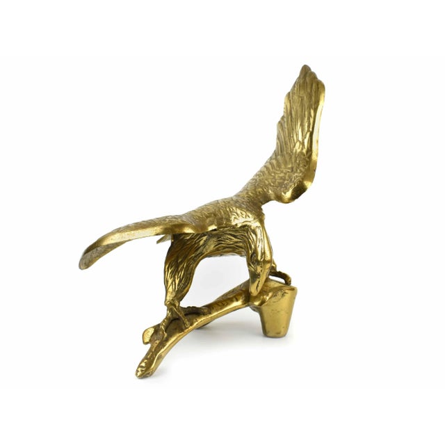 Brass Mid 20th Century Solid Gold Brass Sitting Eagle Figurine Model For Sale - Image 8 of 8