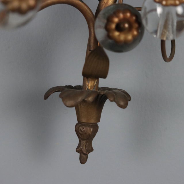 Italian Wall Lamps in Burnished Metal and Glass, Set of 2 For Sale - Image 6 of 7