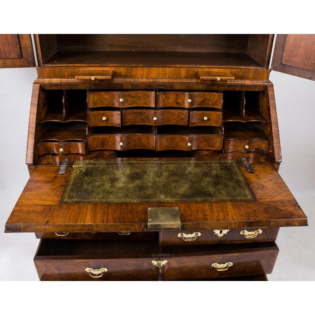 Antique Queen Anne Double Dome Burr Walnut Bureau Bookcase, 18th Century For Sale - Image 13 of 18