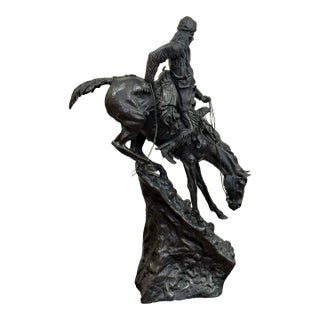 1990s Mega Sized 41” Reproduction of Frederic Remington Bronze the “Mountain Man” For Sale