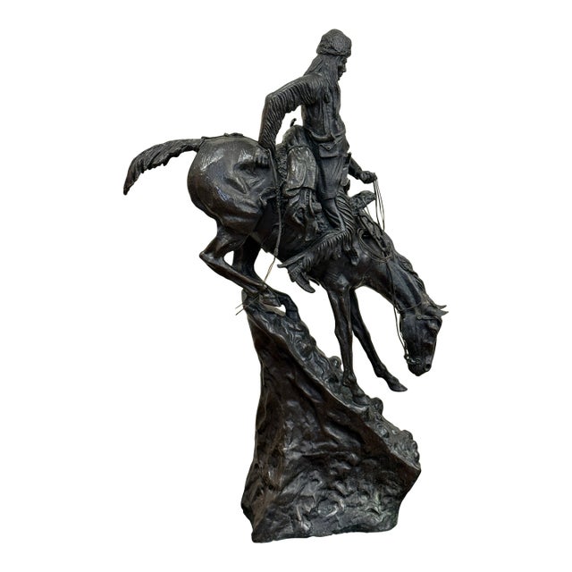 1990s Mega Sized 41” Reproduction of Frederic Remington Bronze the “Mountain Man” For Sale