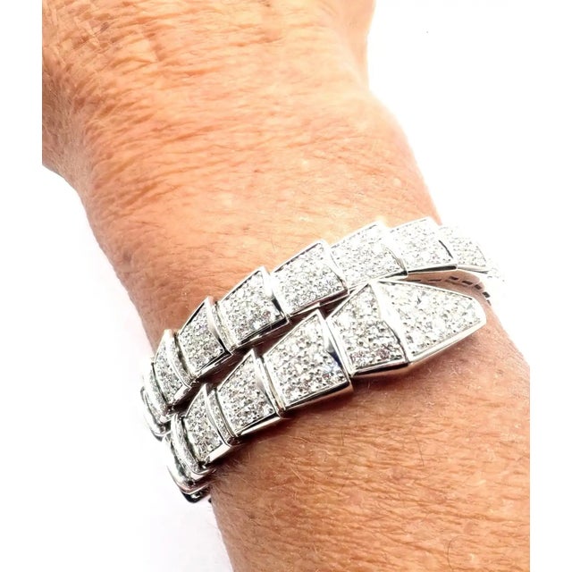 Bulgari Serpenti Viper White Gold Diamond Bangle Bracelet For Sale - Image 14 of 14