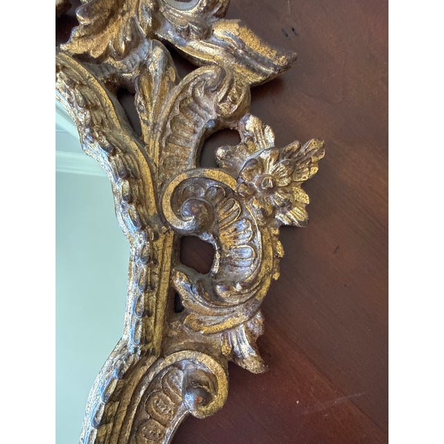 Vintage Italian Handcrafted Gilt Wood Mirror For Sale - Image 4 of 7