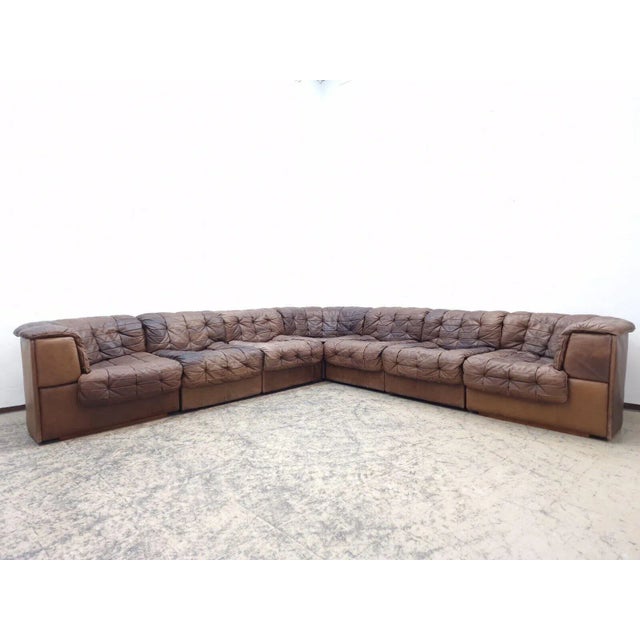 DS 11 Corner Modular Sofa in Brown Leather from de Sede, 1960s, Set of 7 For Sale - Image 13 of 13
