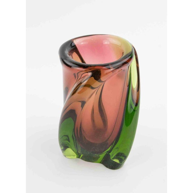 Midcentury "Sommerso" Elica Glass Vase attr. to Josef Hospodka. Realized in Czechoslovakia in 1960s, probably in Chribská...