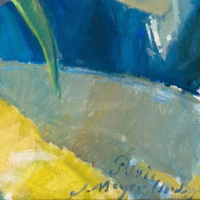 Textile 'Young Woman Arranging Tulips With a View of Notre Dame and Paris' by Johannes Meyer Andersen, Royal Danish Art Academy For Sale - Image 7 of 9