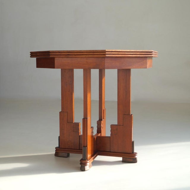 Amsterdam School Expressionist Table with Octagonal Top, Netherlands, 1920s For Sale - Image 4 of 17